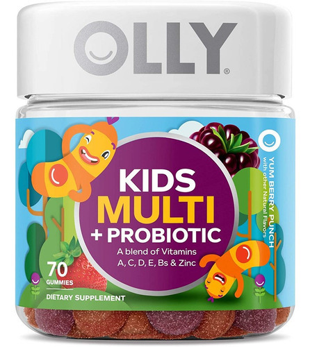 Imagen 2 de 5 de Olly Niños Kids 4+ Multivitamínico + Probióticos 70 Gomitas Sabor Berrys