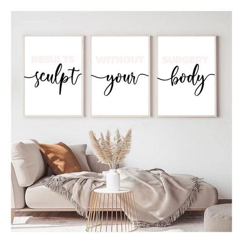 Spa Wall Art Set Of 3, Rubor Rosa Cuerpo Esculpido De La De