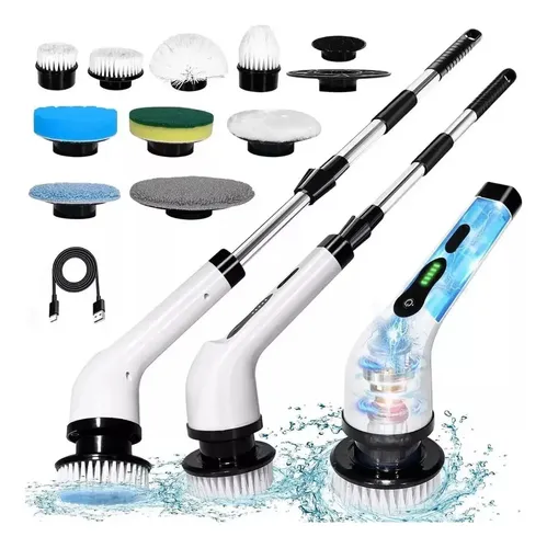 Esfregão Mop 9 Em 1 Escova De Limpeza Elétrica Multiuso Rotatória Magica Limpa Canto Friso Banheiro Cozinhha Bivolt