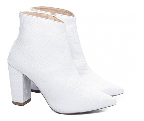 Imagem 3 de 6 de Bota Cano Curto Salto Grosso 8 Cm Altura Conforto Feminino