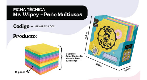 Trapo De Micro Fibra Multiusos Mr Wipey Caja 12pack (180pz)