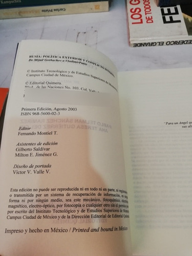Rusia De Mijaíl Gorbachov A Vladimir Putin Pablo Telman (Usado)