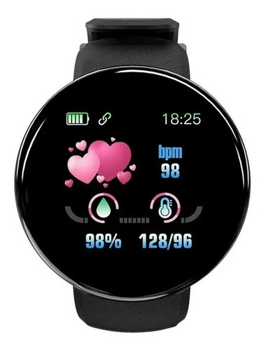 Smartwatch D18 Color de la carcasa: negro, Color de la correa: rosa