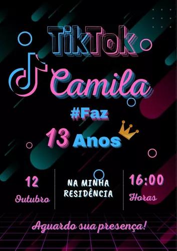 Convite Digital Whatsapp Aniversário Tik Tok