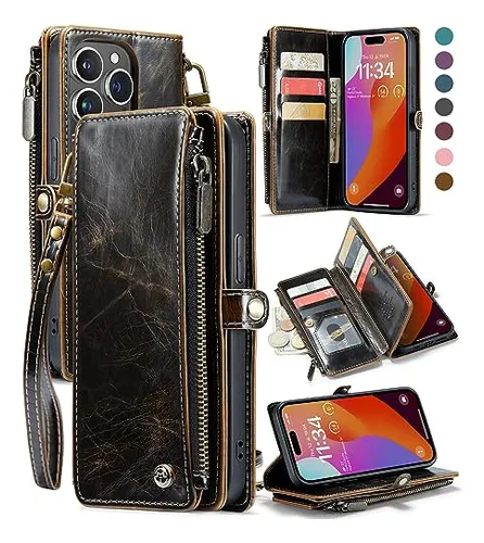 Funda Cartera Para iPhone 15 Pro Max Luxury Coffee 6.7 PuLG