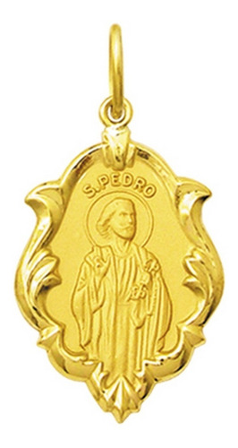 Leão Jóias Medalha Pingente São Pedro Ouro 18k 2,5 Cm