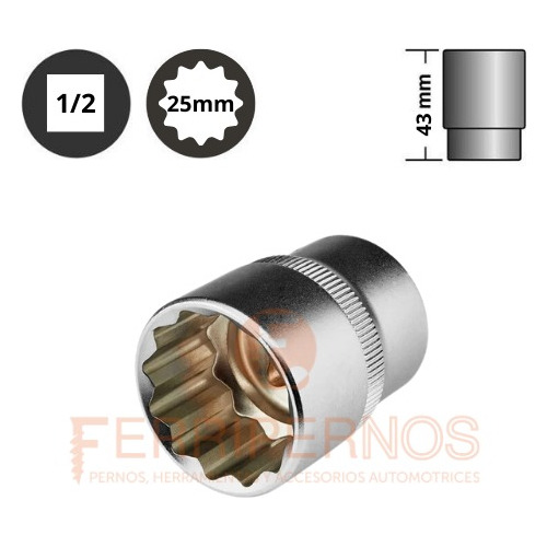 Dado Poligonal Corto Cuadrante 1/2 De 26mm Marca Force