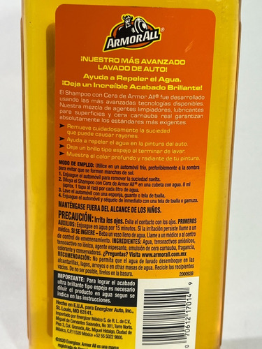 Shampoo Armorall Concentrado + Cera Ultra Brillo 473ml S44