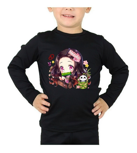 Polera Manga Larga Niña Nezuko Exclusiva 2022 100% Algodón