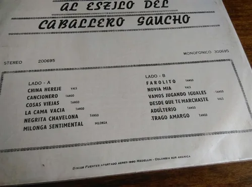 Vinilo El Caballero Gaúcho-exitos Inolvidables. Ljp (Usado)