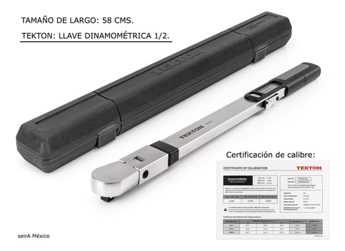 Tekton. Llave Dinamométrica De Viga 1/2 Pulgada. 72 Dientes.
