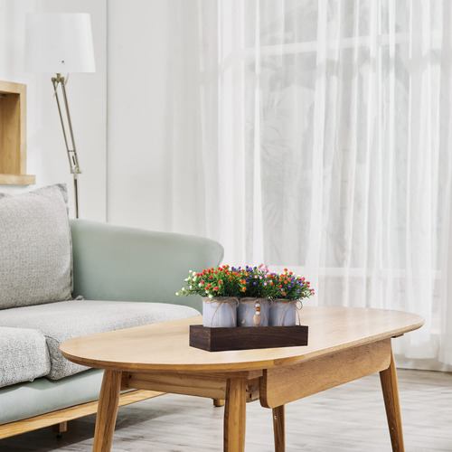 Calavak Centro De Mesa Decorativo De Madera Con 3 Flores