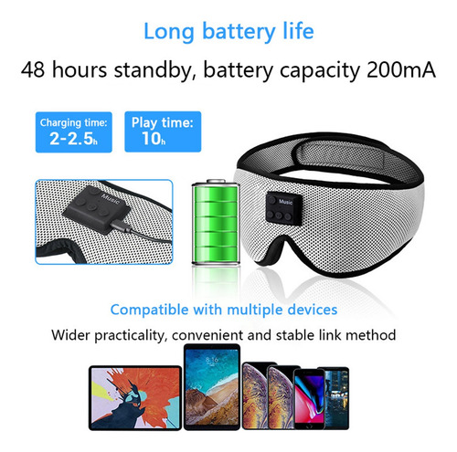 Máscara For Dormir Con Música Relajante Y Bluetooth