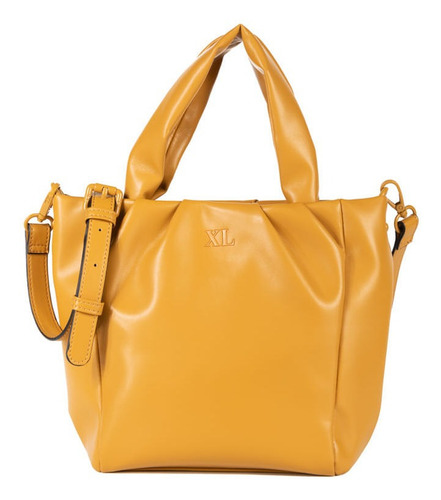 Cartera Mujer Xl Extra Large Alba Cartera Camel Acabado de los herrajes Níquel Correa de hombro a tono Diseño de la tela Liso