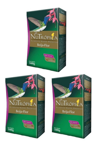 Kit 3 Unidades Nutrópica Alimento Para Beija-flor 500g