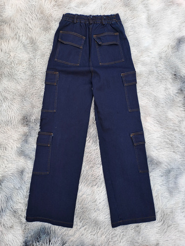 Pantalon Cargo Mujer / Mezclilla / Doble Bolsa