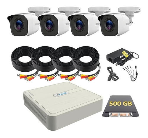Kit Video Vigilancia 4 Cámaras Hd 720p Cctv 500gb Hikvision