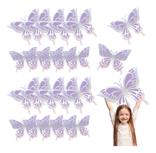 14 Piezas Decoraciones De Mariposas 3d, 2 Capas Pegatinas De