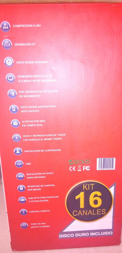 Kit 16 Canales 8 Camaras Con Disco Duro Incluido