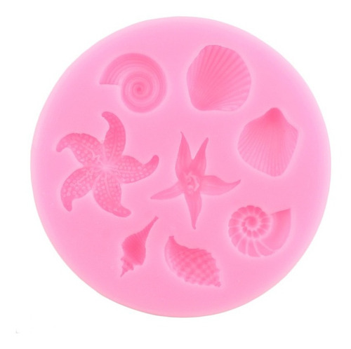4pcs Molde De Silicona Temas Marinos Coral Cáscara Fondant