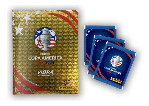 Pack Álbum Tapa Dura Oro + 50 Sobres - Copa America 2024