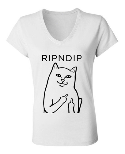 Remera Mujer Escote V -  Ripndip Gato Fuck