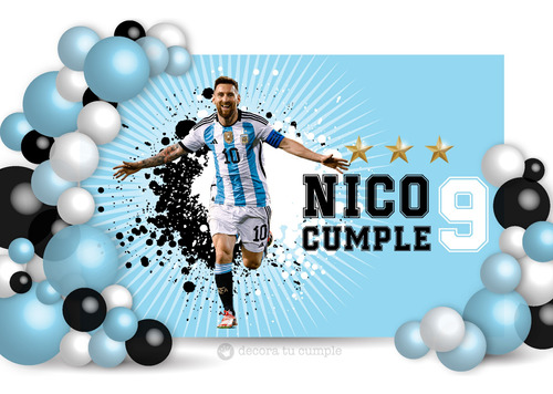 Banner Rectangular Futbol Argentina Messi Para Imprimir 