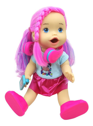 Imagem 7 de 7 de Boneca Faz Xixi Bebe My Little Descolada Fone De Ouvido Suco