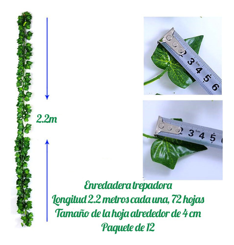 2.2m Planta Artificial Colgante Artificial Hiedra Guirn 12pc