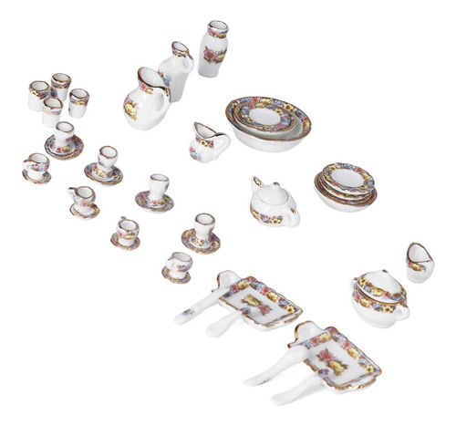 Juego De Juguetes De Porcelana Para Fiesta De Té, 1:12, Simu