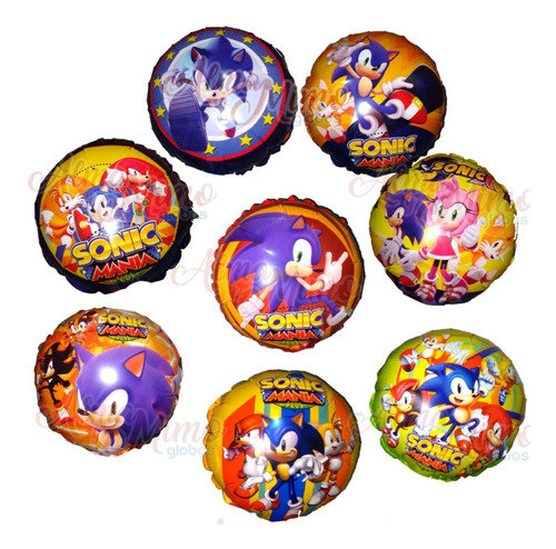 Pack 10 Globos Sonic 25 Cm. Ideal Centro Mesa O Souvenirs 