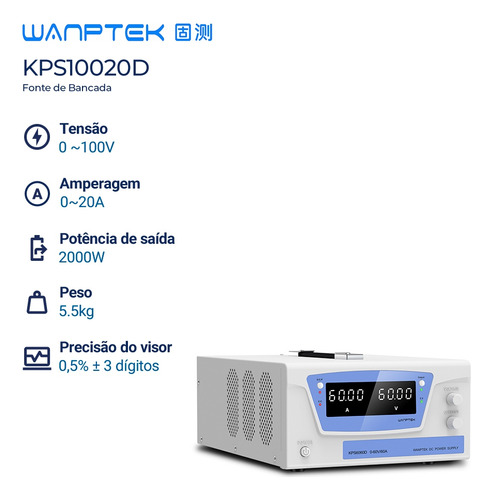 Fonte De Bancada Wanptek Kps10020d 100v 20a 2000w