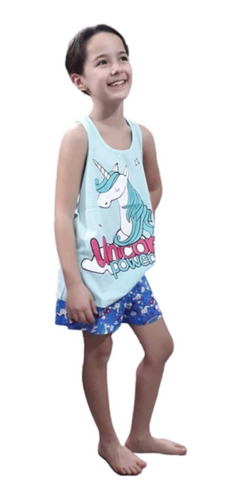 Pijama Nena Teens Verano Estampado Unicornio Varios 