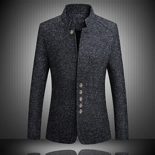 Blazer De Cuello Alto Para Hombre De Un Solo Pecho