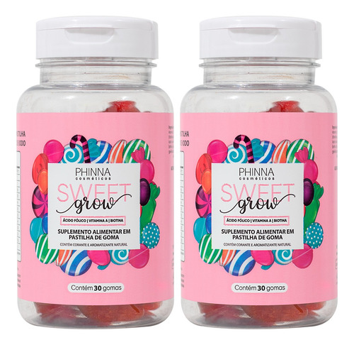 Phinna Sweet Grow Vitamina Para Cabelos E Unhas- 02 Unidades