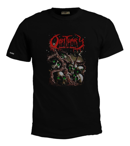 Camiseta Obituary Cause Of Death Calavera Ojos Band Rock Bto