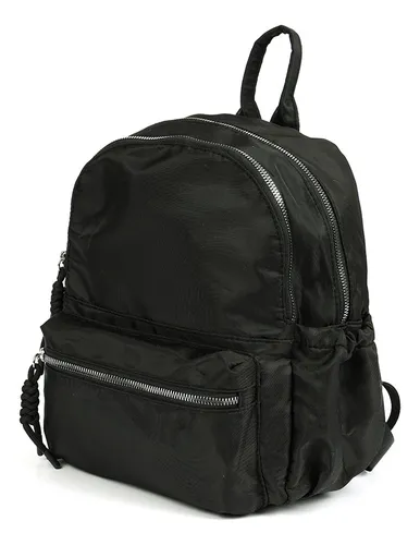 Mochila Canva Modelo Hydra De Nylon Varios Bolsillos 30582 Negro Liso