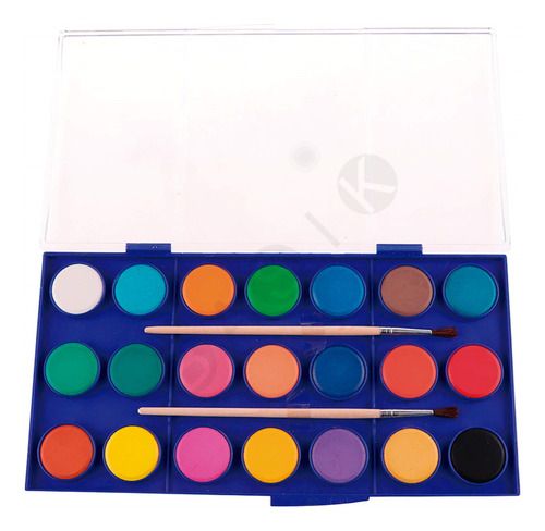Kit Acuarela Solida Con Pinceles Uso Escolar Arte 21 Colores