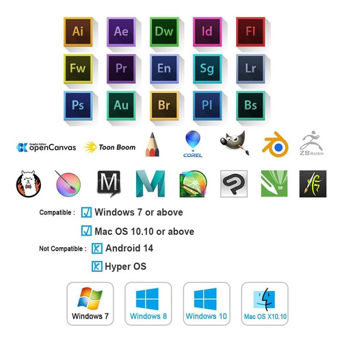 Tableta De Dibujo Gráfico 10 X 6 Pulgadas Con 8 Teclas 8192