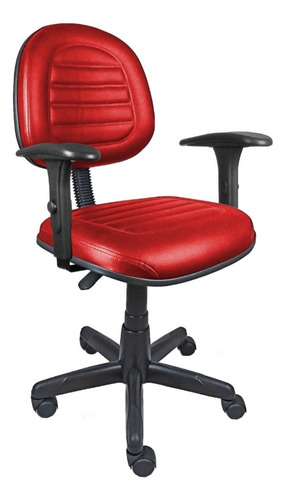 Cadeira de escritório Loja PegaPega Executiva ômega com costura em base giratória com braço regulável  vermelha com estofado de pu