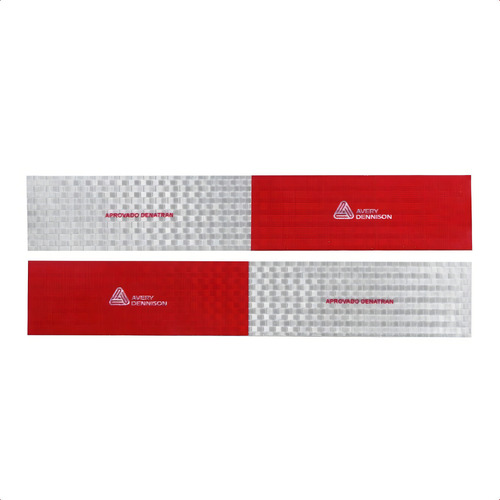 Kit 6 Faixa Refletiva Sinalização 30 X 5cm Caminhão Onibus Cor Vermelho E Branco Direito