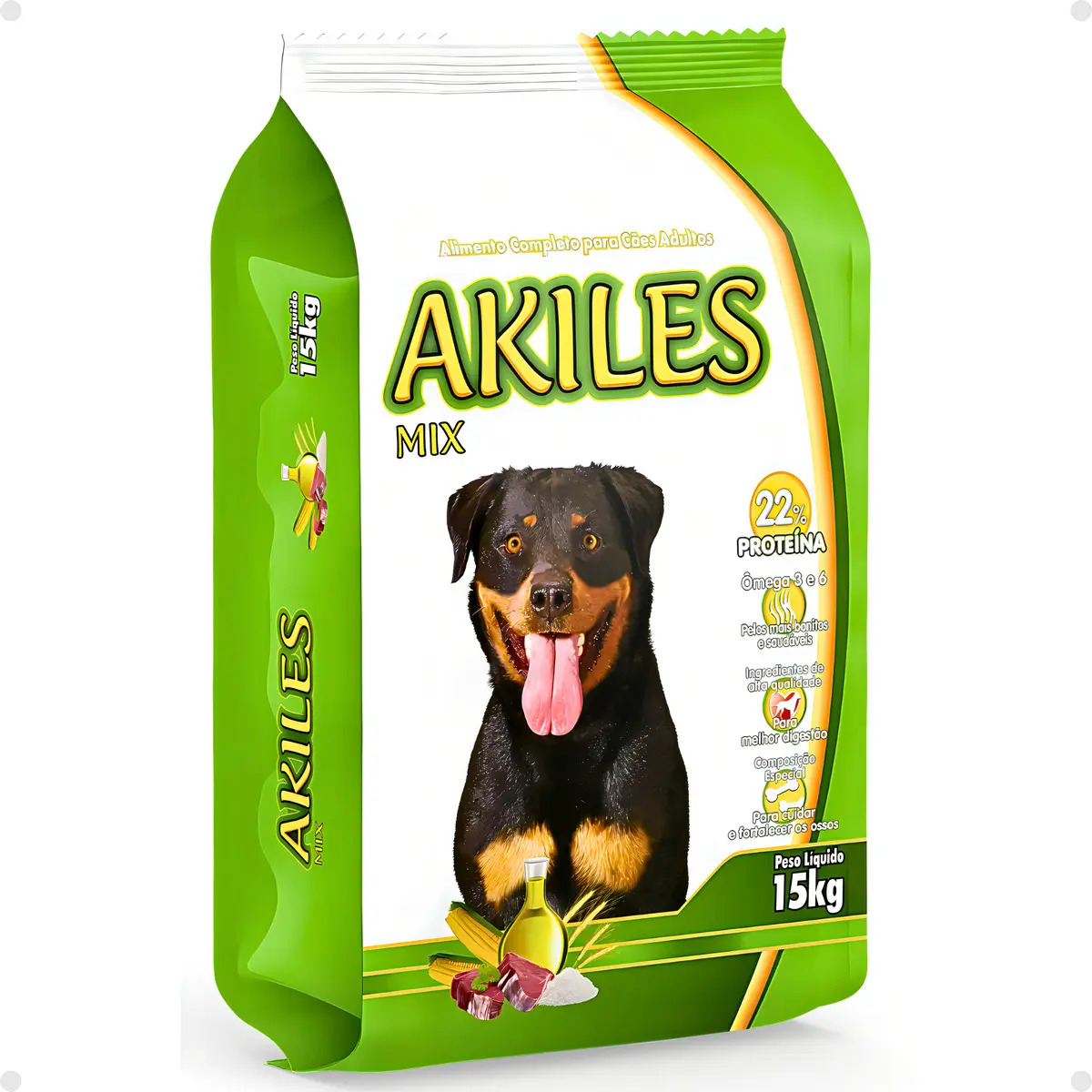 Ração Akiles Sabor Mix Cães Adultos Todos Os Tamanhos 15kg