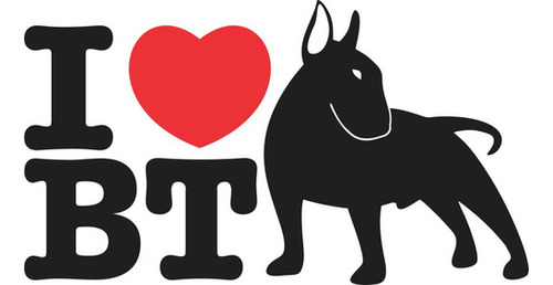 Calco I Love Bull Terrier  Vinilo, Plotter 15 Cm