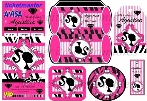 Kit Imprimible 3x1 Barbie Silueta Candy Bar