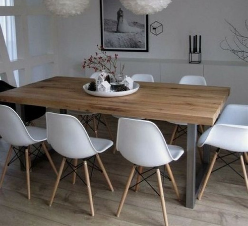 Imagen 2 de 9 de Mesa Industrial Comedor Madera Y Hierro (160x80x75)