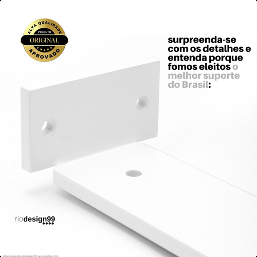 10cm - Mão Francesa Cantoneira Branca Invisível - rio design99 - Ferro Aço Suporte Para Prateleira Reforçada Resistente Industrial Madeira Bancada Estante s64