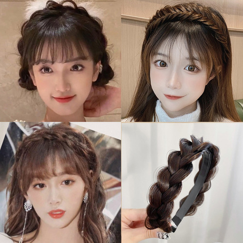 Diadema De Trenza Sintética Accesorio Cabello Moda Peinado Marrón Oscuro