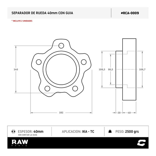Imagen 2 de 4 de Separadores De Rueda Ika Tc Jeep Raw Parts 40 Mm X 2 Un.