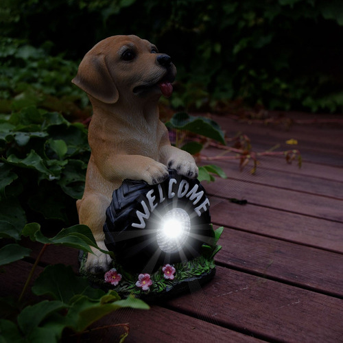 Cartel De Bienvenida Con Forma De Estatua De Perro Solar Gar
