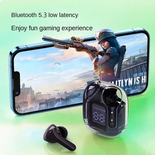 Fone De Ouvido Sem Fio Bluetooth 5.3 Transparente Com Led